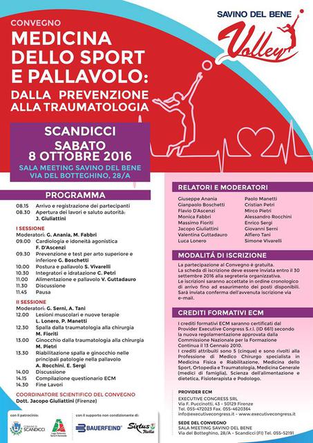 Convegno Savino Del Bene “Medicina e pallavolo: dalla prevenzione alla traumatologia” – Sabato 8 ottobre